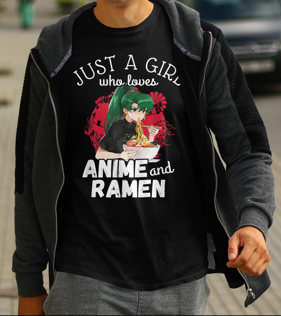 Just A Girl Who Loves Anime And Ramen Manga Aesthetic Japan Style Kawaii T-Shirt
