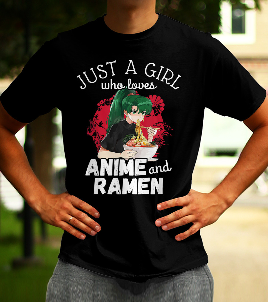 Just A Girl Who Loves Anime And Ramen Manga Aesthetic Japan Style Kawaii T-Shirt