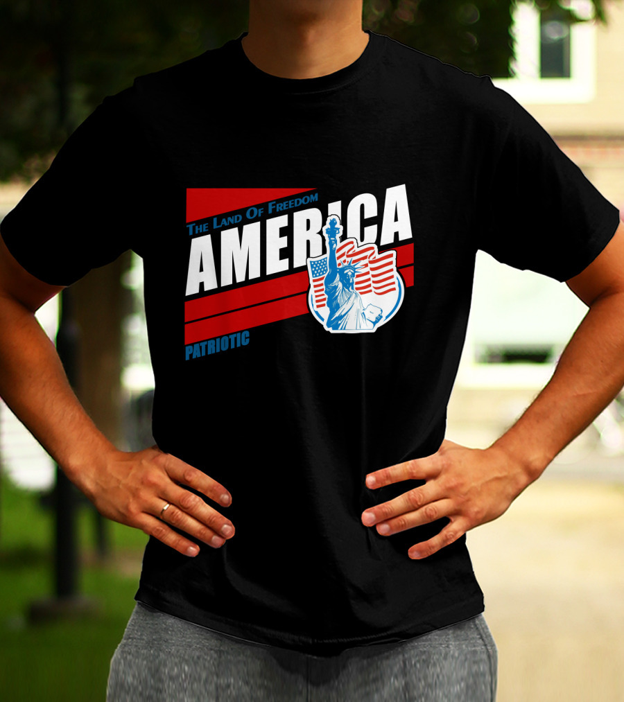 The Land Of Freedom America Patriotic Statue Of Liberty T-Shirt