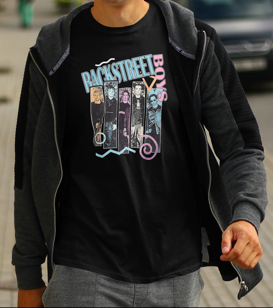 Rackstreet Boys Retro Pastel Graphic Band Collage T-Shirt