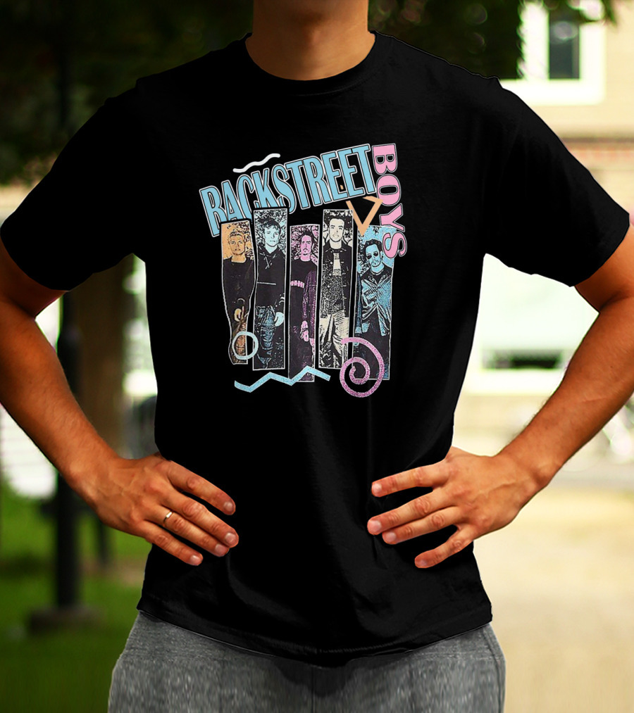 Rackstreet Boys Retro Pastel Graphic Band Collage T-Shirt