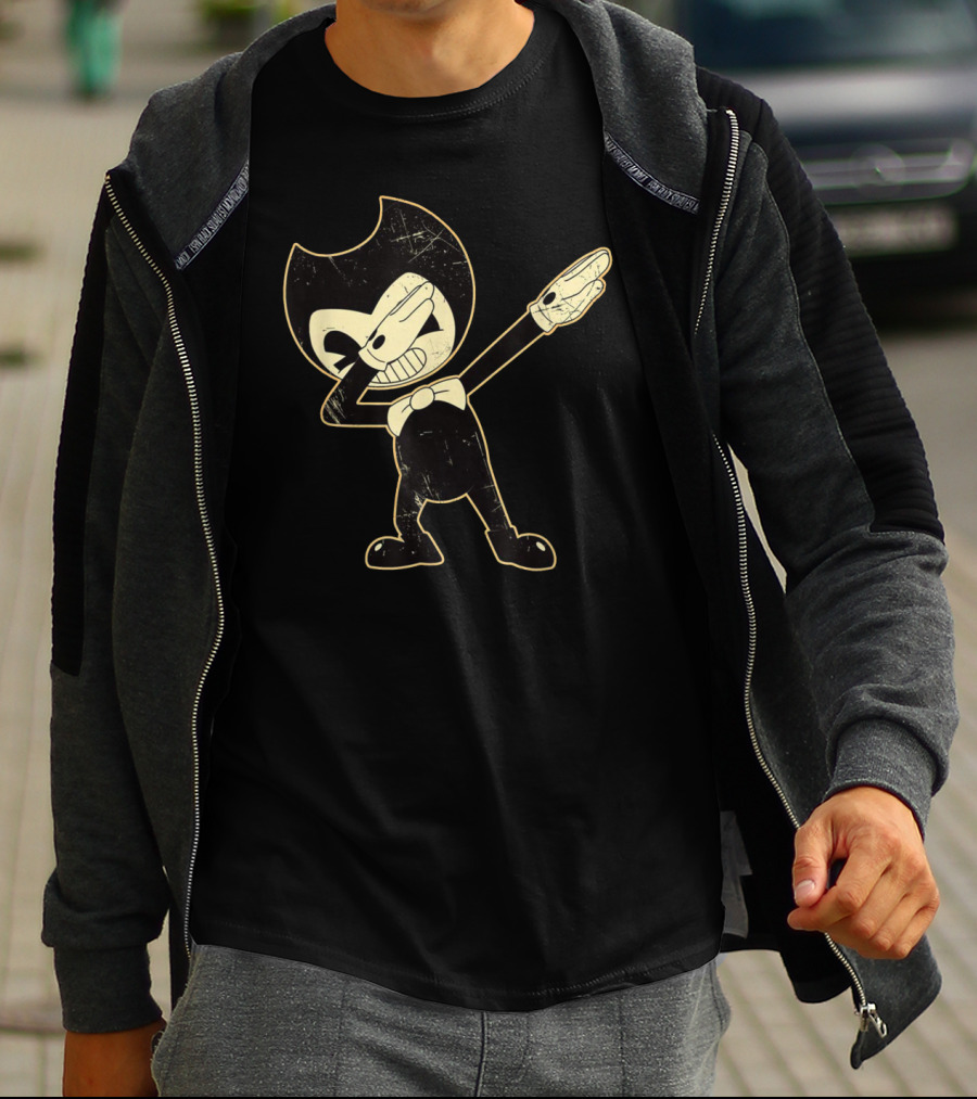 Bendy Dabbing Vintage Cartoon Style Figure With Bow Tie Iconic Pose T-Shirt