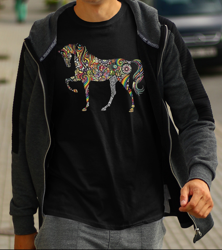 Psychedelic Colorful Horse Totem Tattoo T-Shirt