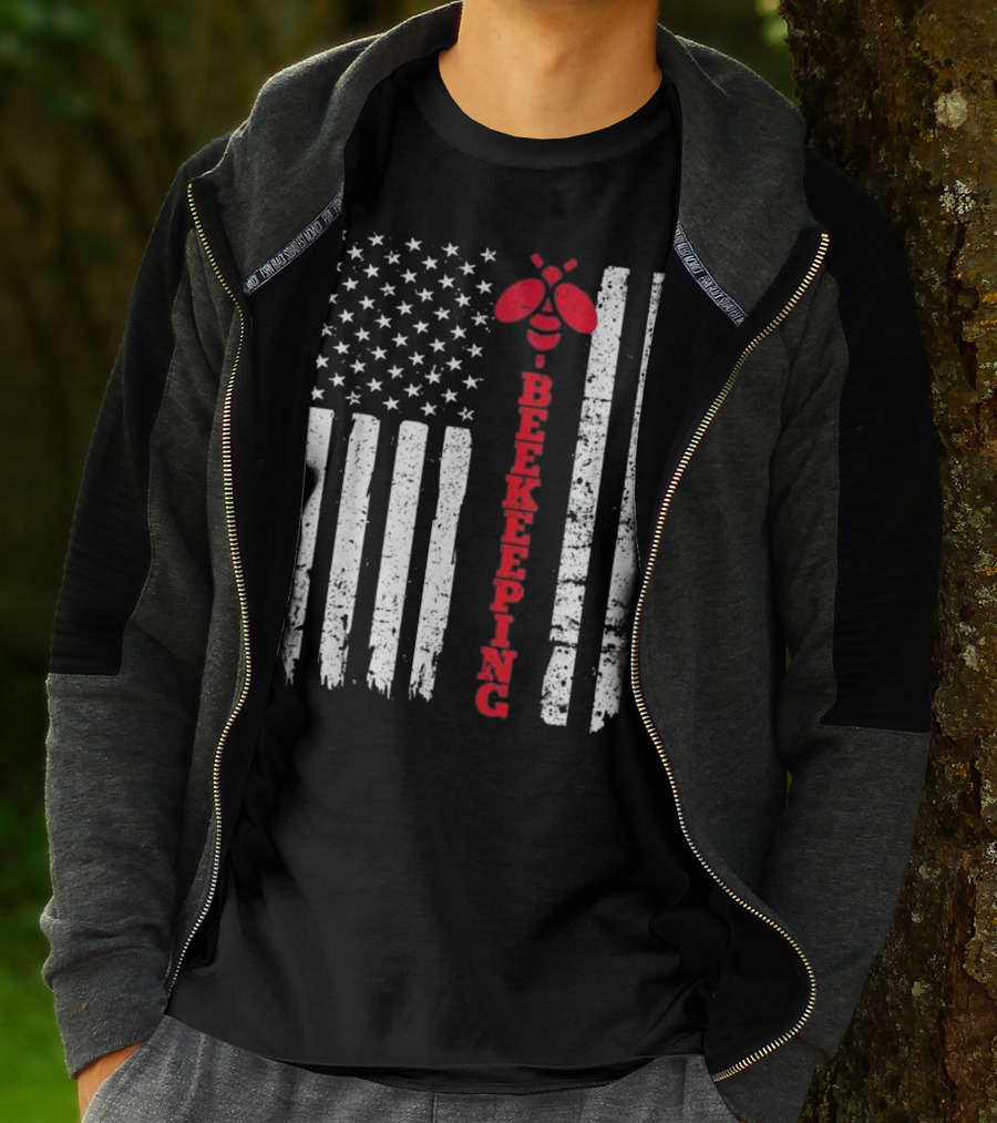 American Flag Beekeeping USA Bee T-Shirt