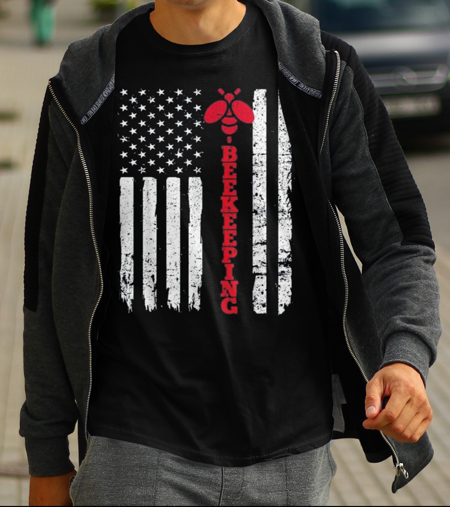 American Flag Beekeeping USA Bee T-Shirt
