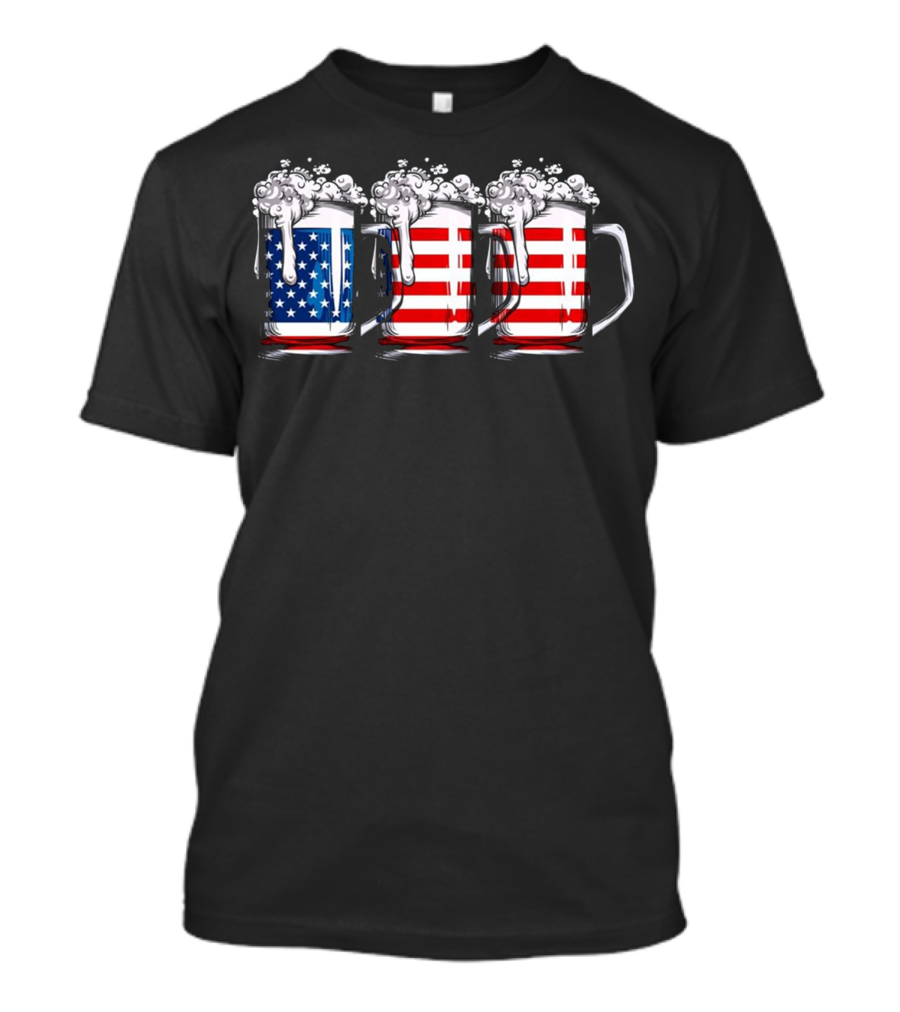 American Flag Beer Mugs 4th Of July Independence T-Shirt