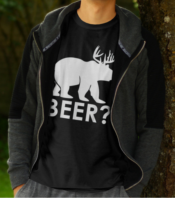 Beer Bear Deer With Antler Question Mark T-Shirt