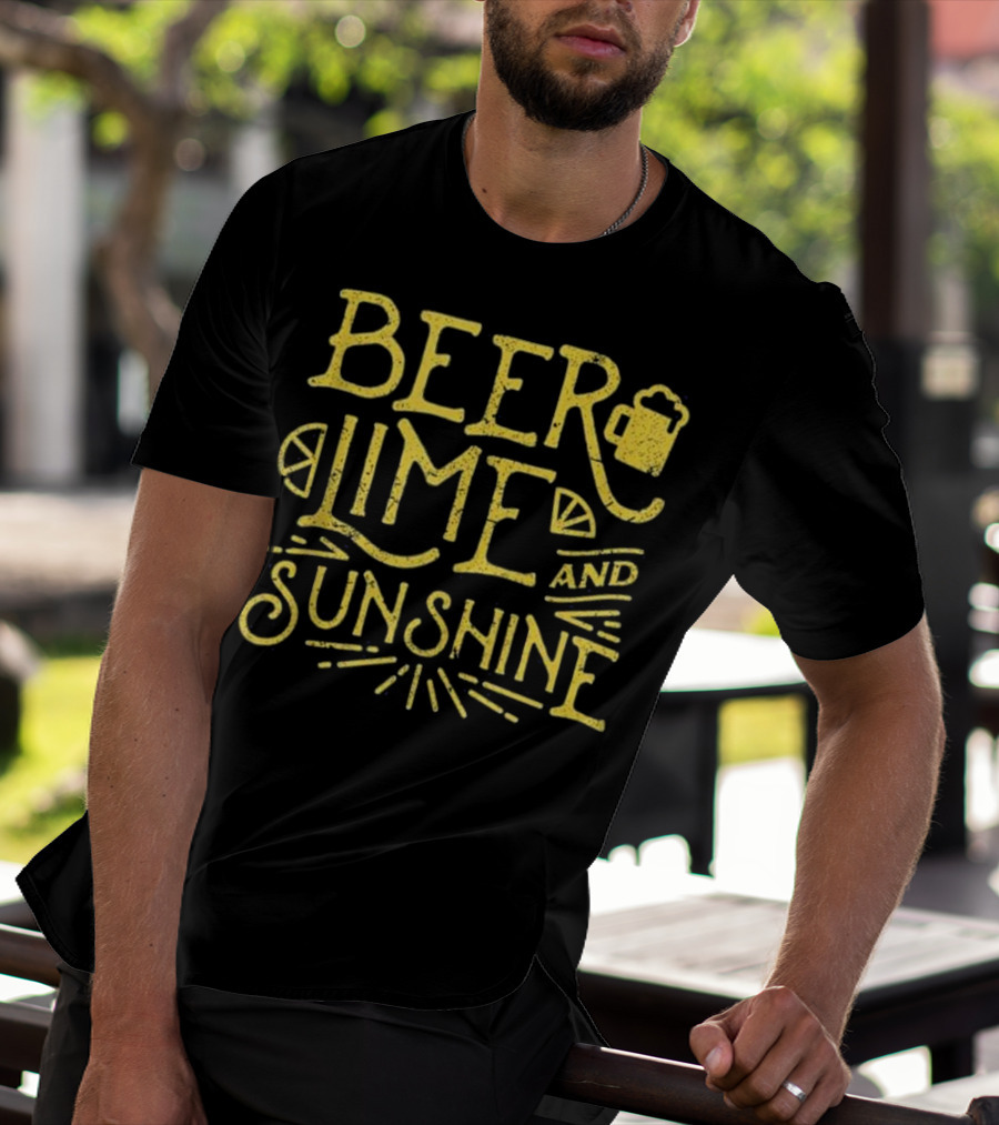 Beer Lime And Sunshine Funny Mexican Cinco Concept T-Shirt