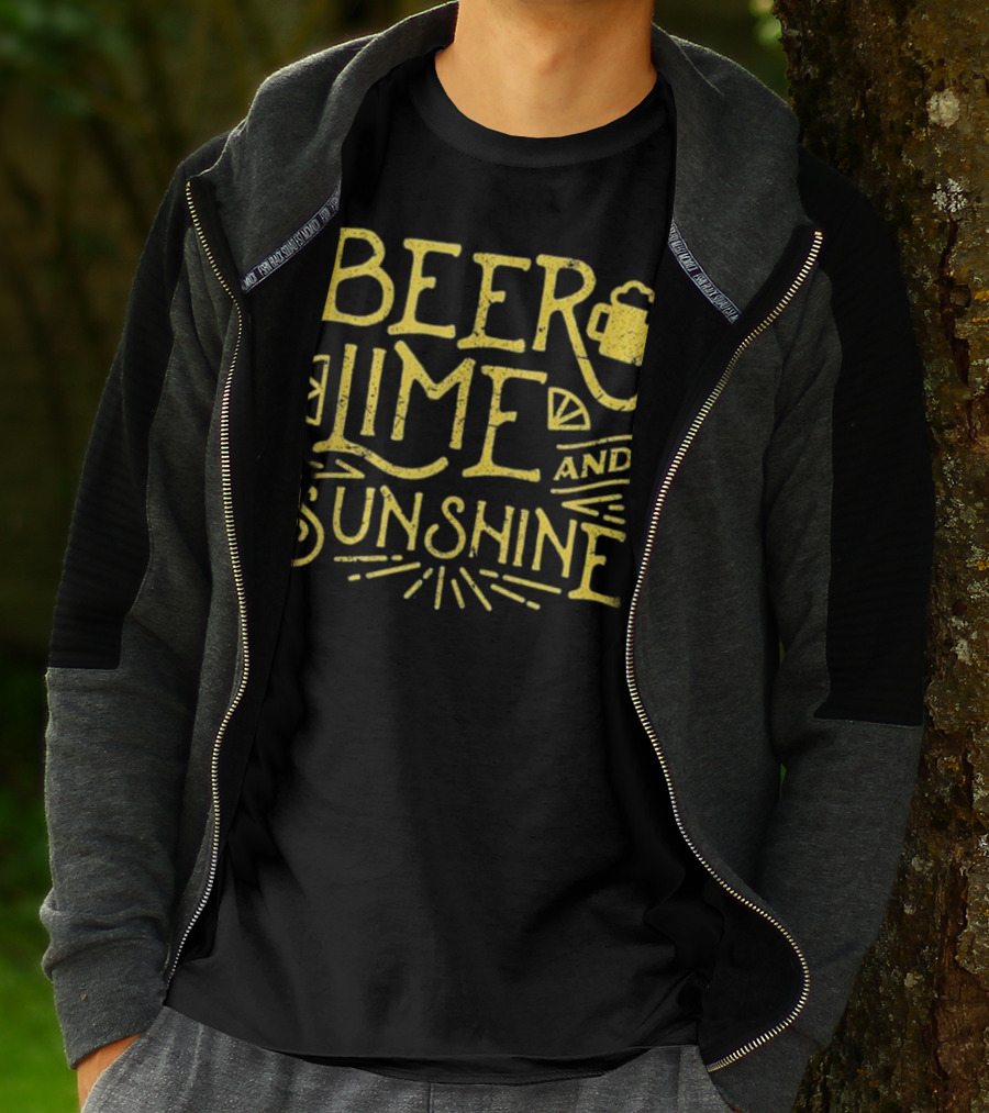 Beer Lime And Sunshine Funny Mexican Cinco Concept T-Shirt