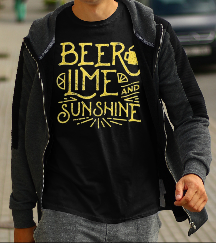 Beer Lime And Sunshine Funny Mexican Cinco Concept T-Shirt