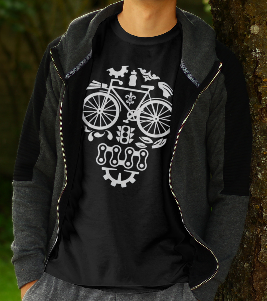 Bicycle Cycling Gear Sugar Skull With Funny Traffic Light Elements T-Shirt