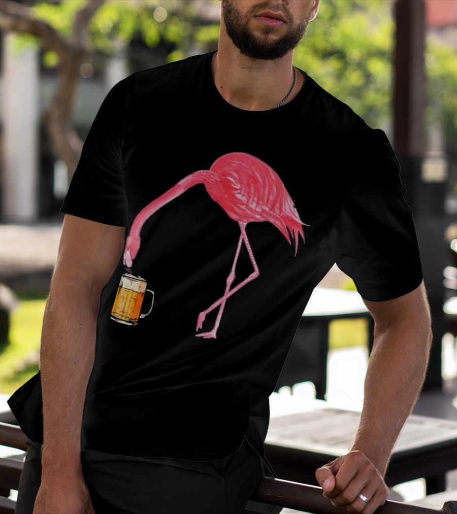 Flamingo Sipping Beer Lovers Mug T-Shirt