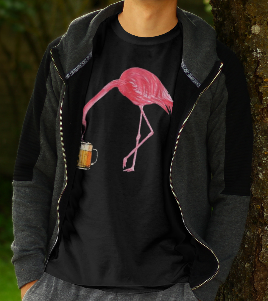 Flamingo Sipping Beer Lovers Mug T-Shirt