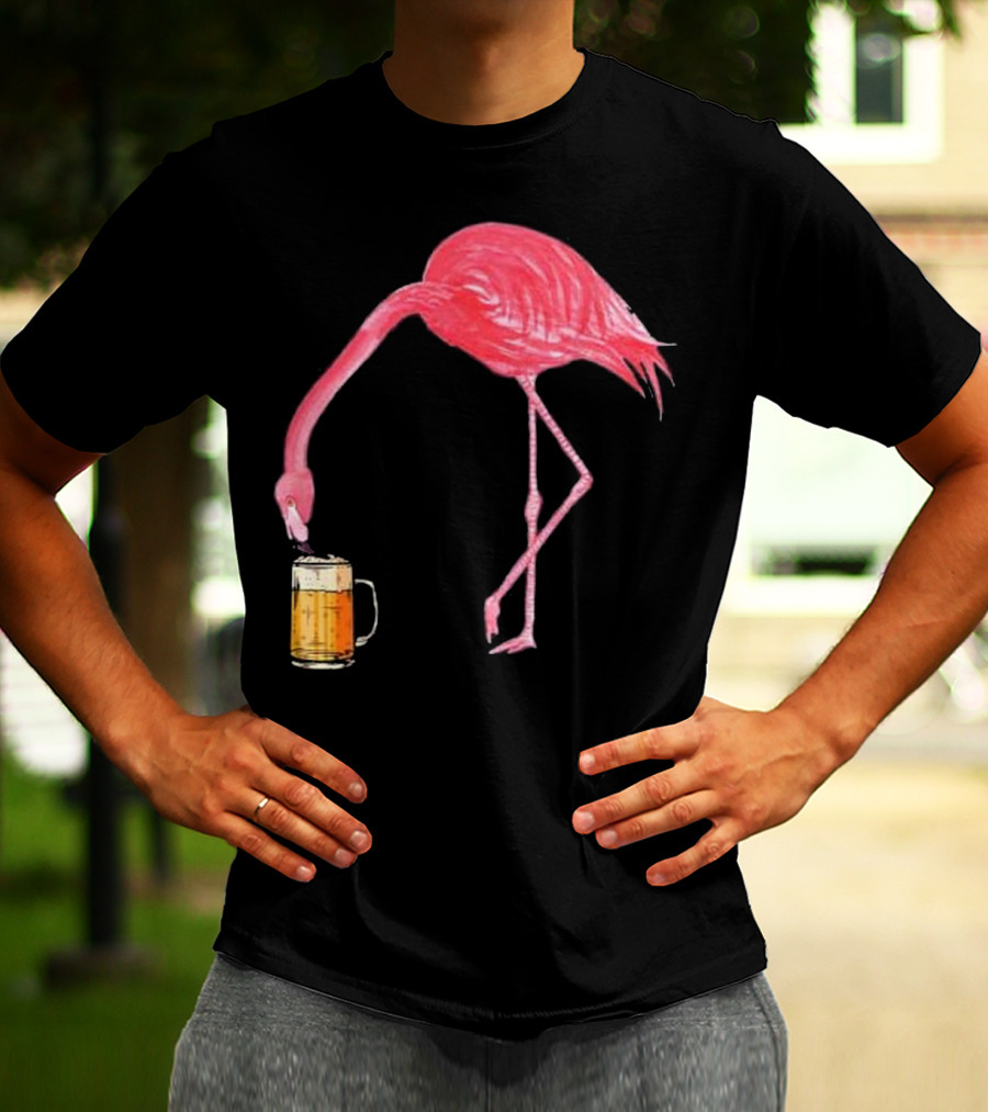 Flamingo Sipping Beer Lovers Mug T-Shirt