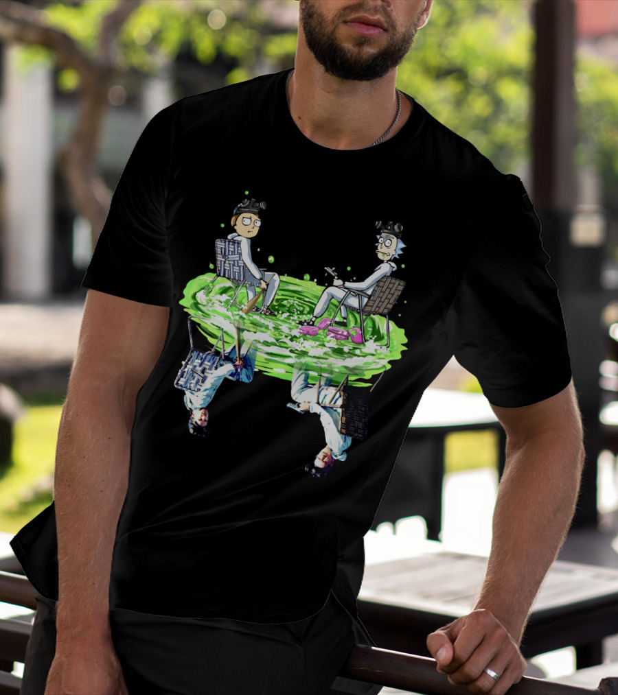 Rick And Morty Sitting On Swamp Reflection T-Shirt