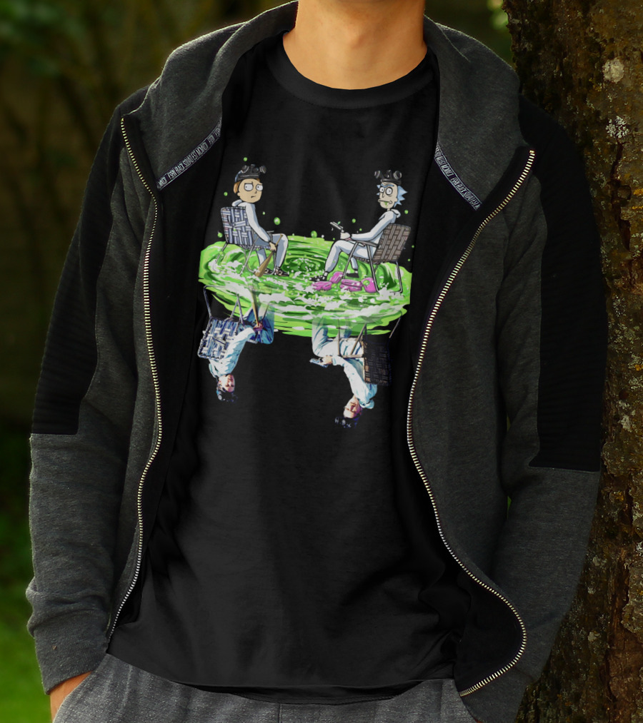 Rick And Morty Sitting On Swamp Reflection T-Shirt