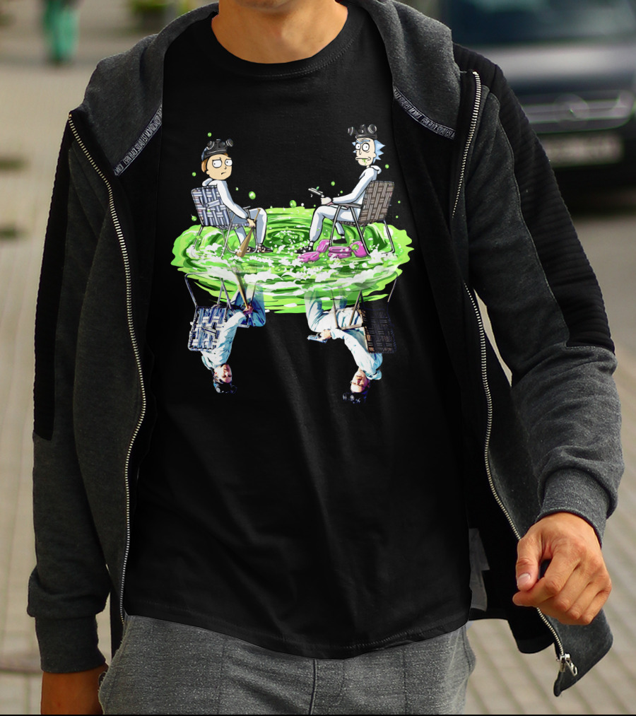 Rick And Morty Sitting On Swamp Reflection T-Shirt