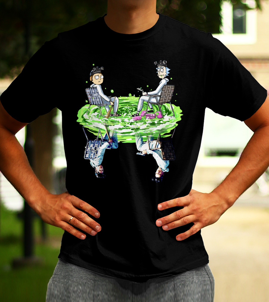 Rick And Morty Sitting On Swamp Reflection T-Shirt