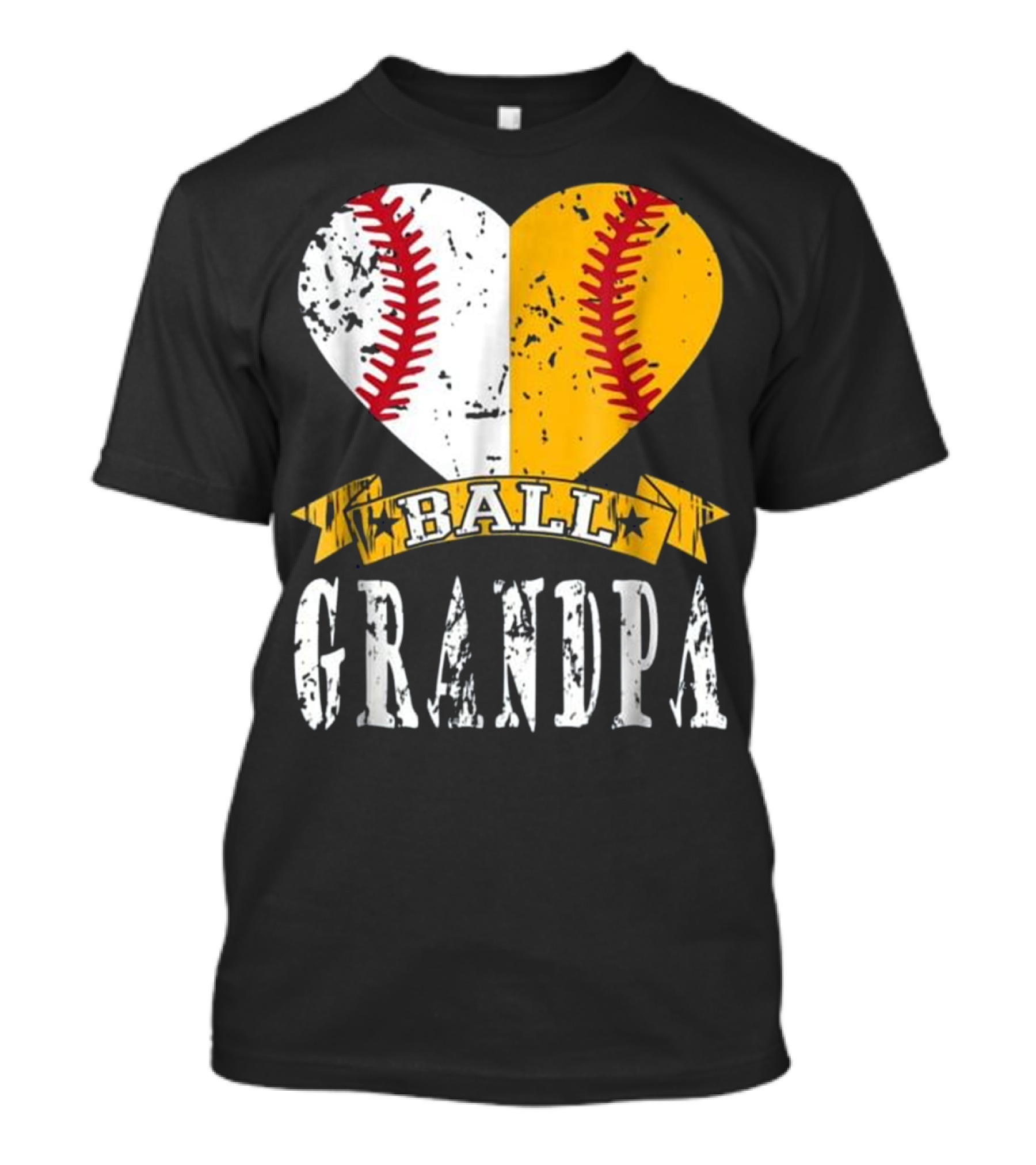 Ball Grandpa Heart with Baseball Stitching T-Shirt 