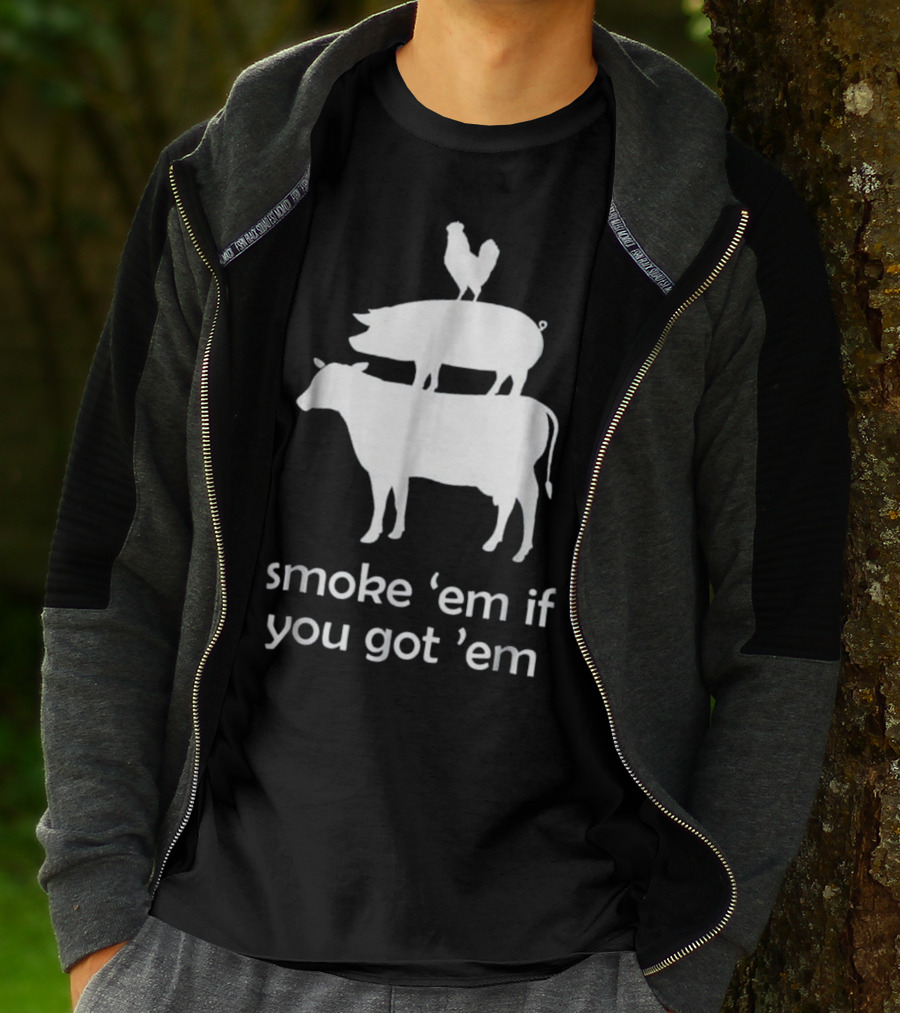 Smoke 'Em If You Got 'Em BBQ Animals Stacked T-Shirt