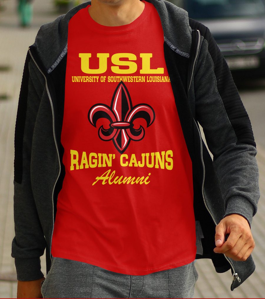 USL University Of Southwestern Louisiana Ragin' Cajuns Alumni Fleur-de-Lis T-Shirt