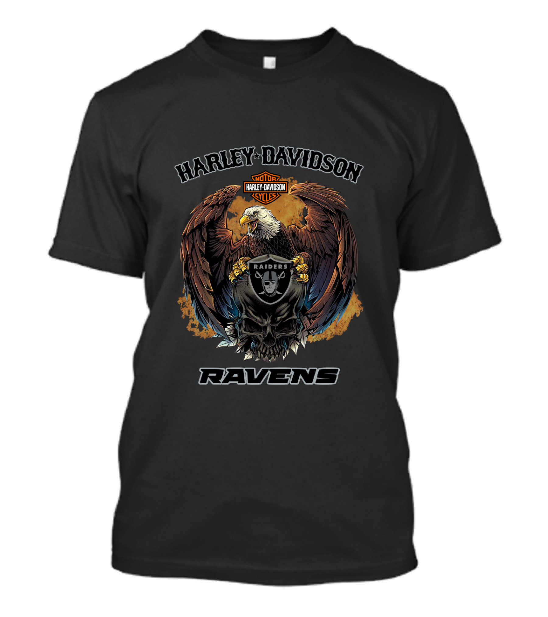 Harley Davidson Motor Cycles Eagle Raiders Ravens T-Shirt