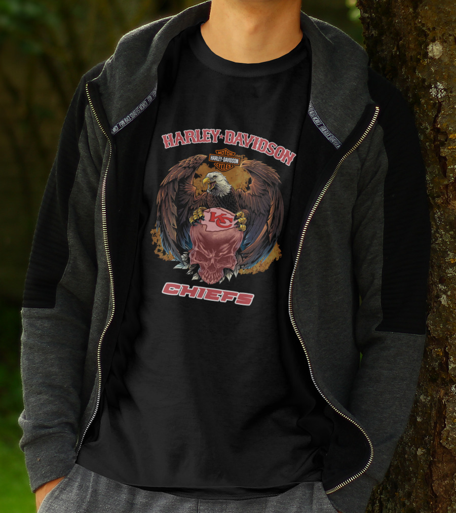 Harley Davidson Motor Cycles Chiefs Kc Eagle T-Shirt