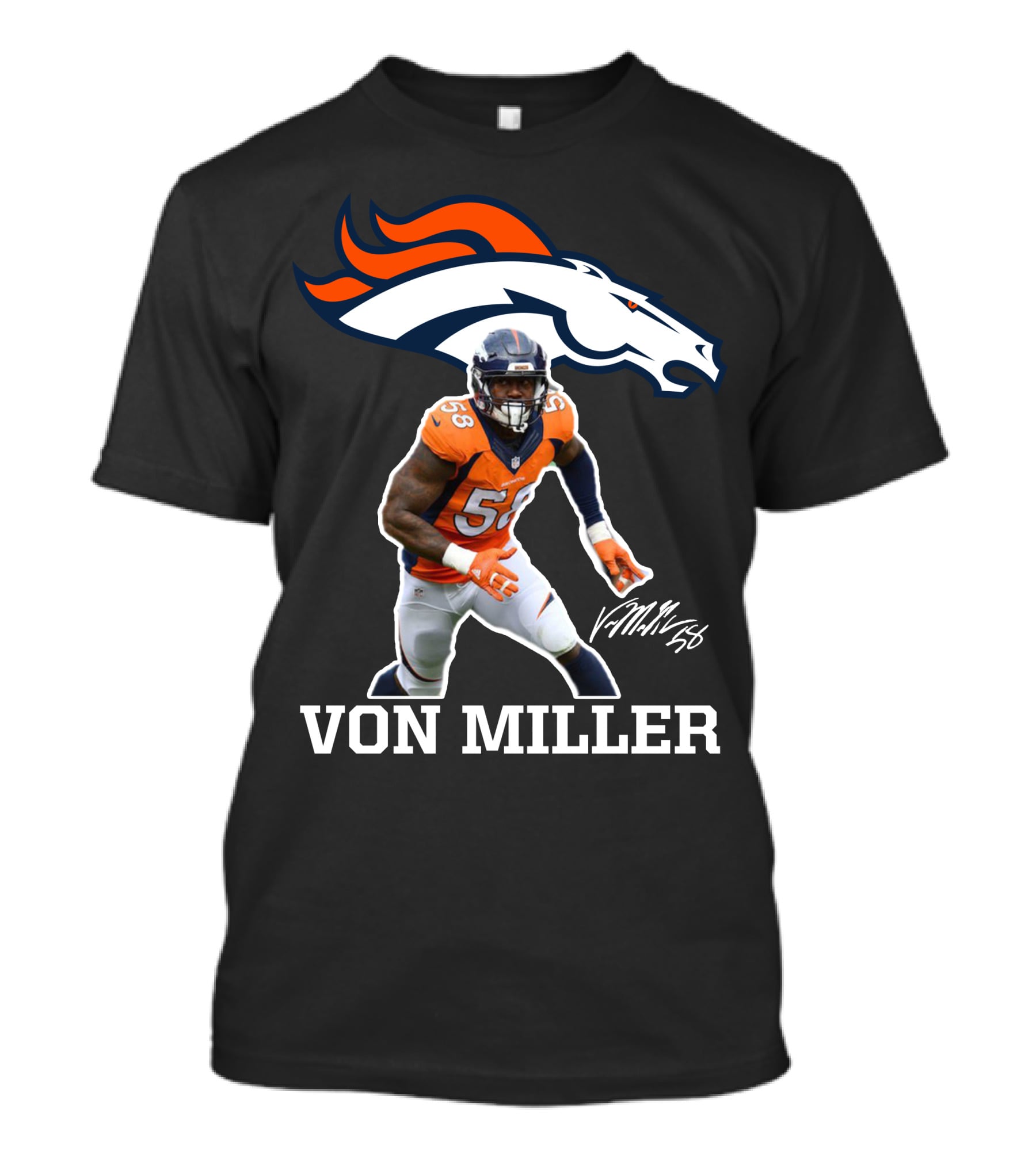 Von Miller Denver Broncos 58 Signature NFL Player T-Shirt