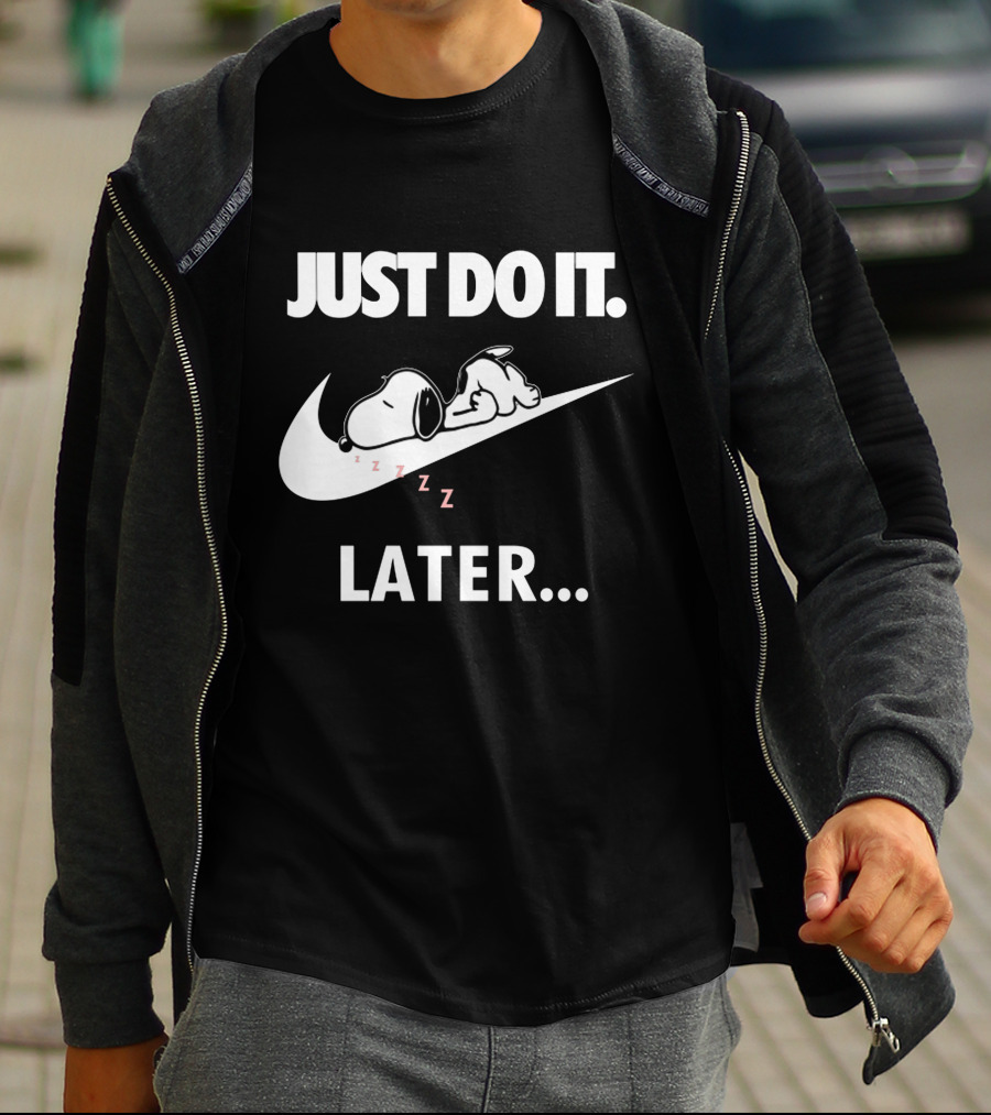 Snoopy Just Do It Later Nike Swoosh T-Shirt