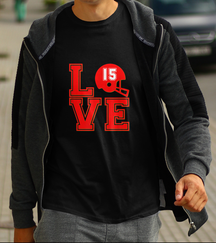 Love 15 Red Football Helmet Chiefs 4 T-Shirt