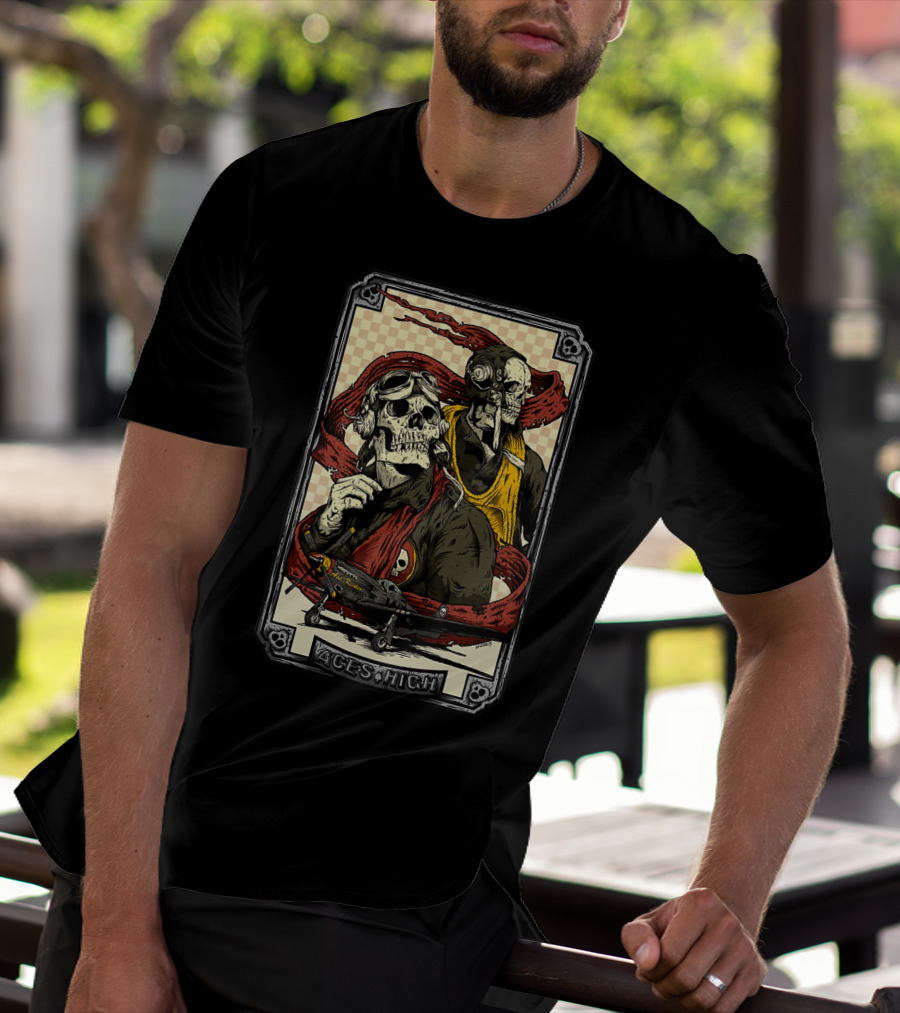 Aces High Ir 63 Skull Pilot Artwork T-Shirt