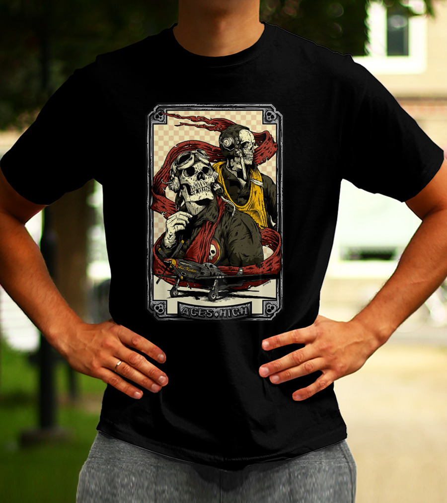 Aces High Ir 63 Skull Pilot Artwork T-Shirt