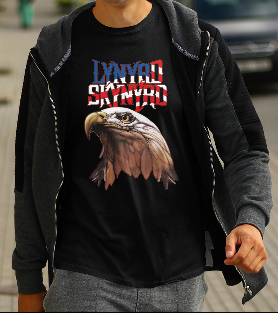 Lynyrd Skynyrd American Flag Text Eagle Head T-Shirt