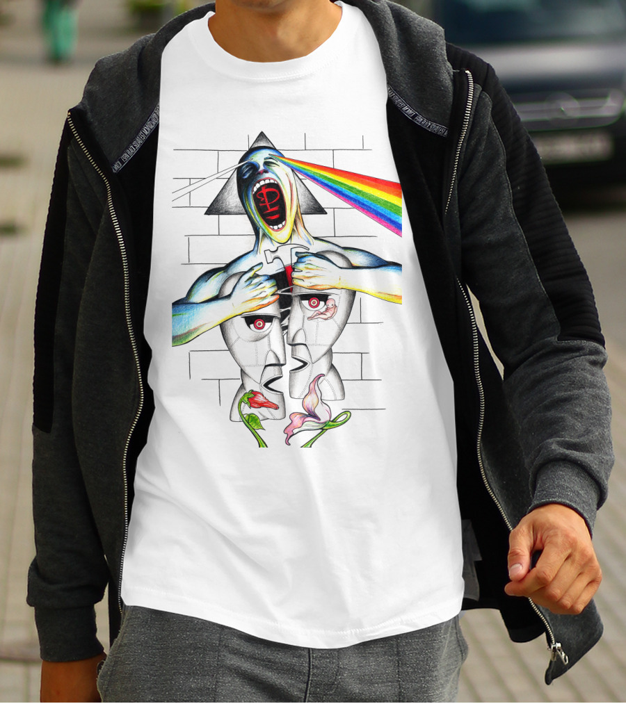 Pf The Wall With Prism And Rainbow Light Spectrum T-Shirt