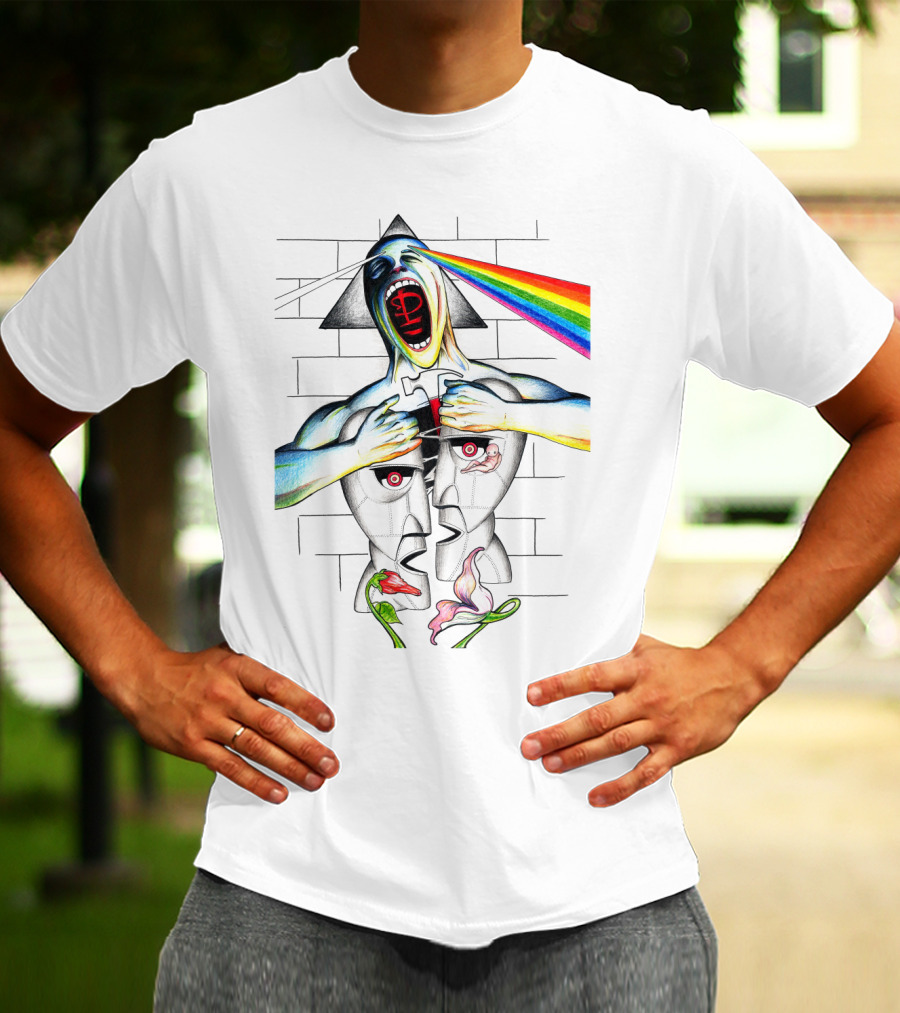Pf The Wall With Prism And Rainbow Light Spectrum T-Shirt