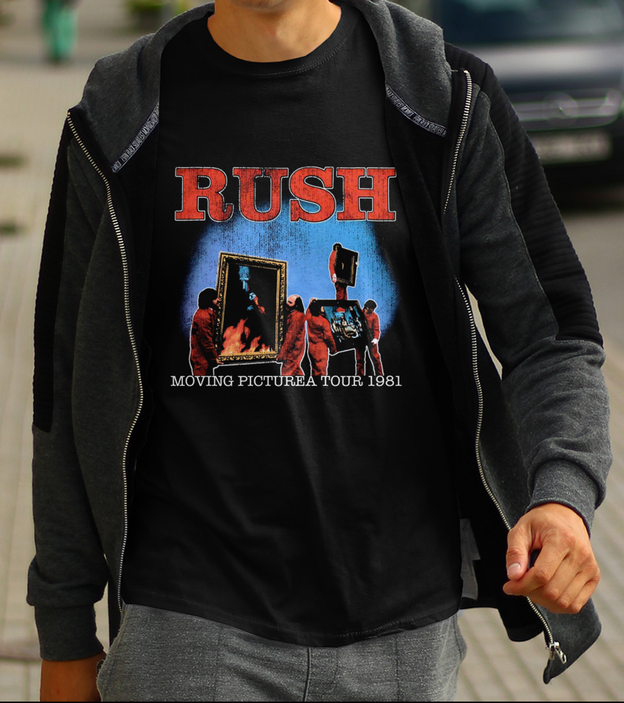 Rush Moving Pictures Tour 1981 Album Cover Design Red Jumpsuits T-Shirt