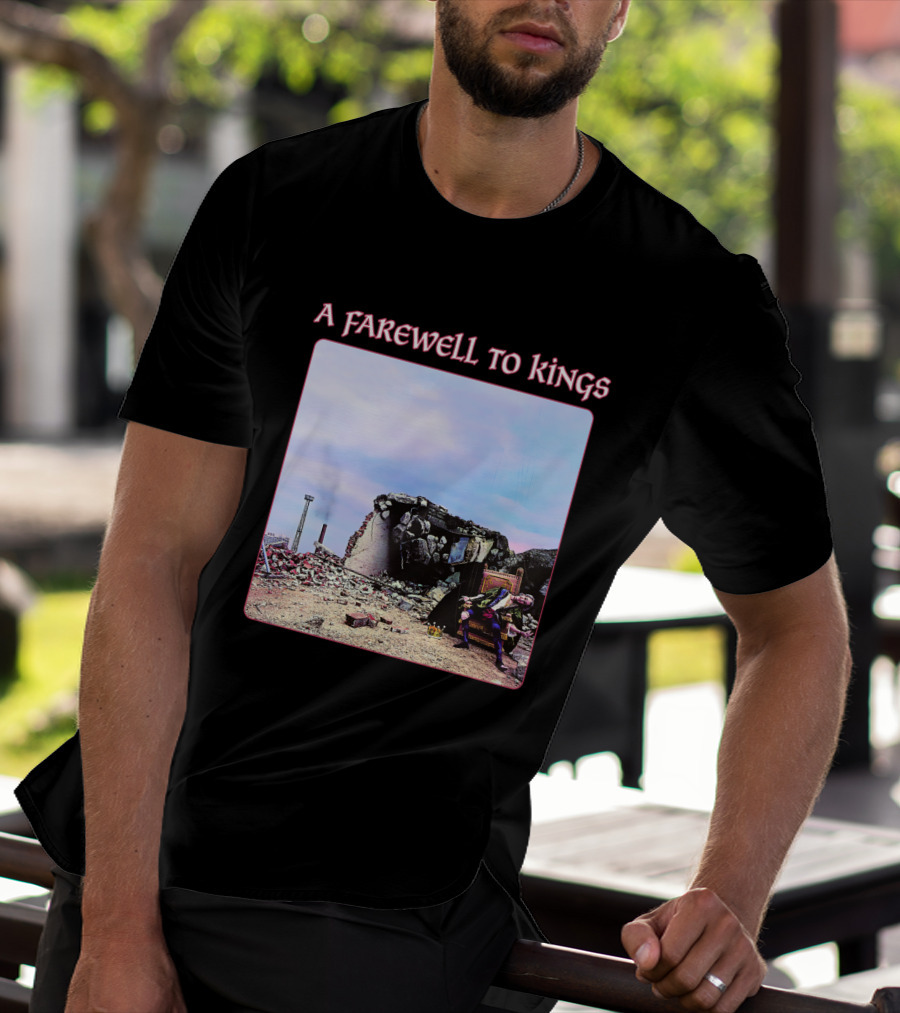 Rush A Farewell To Kings Album Cover With Ruins And Seated Figure T-Shirt