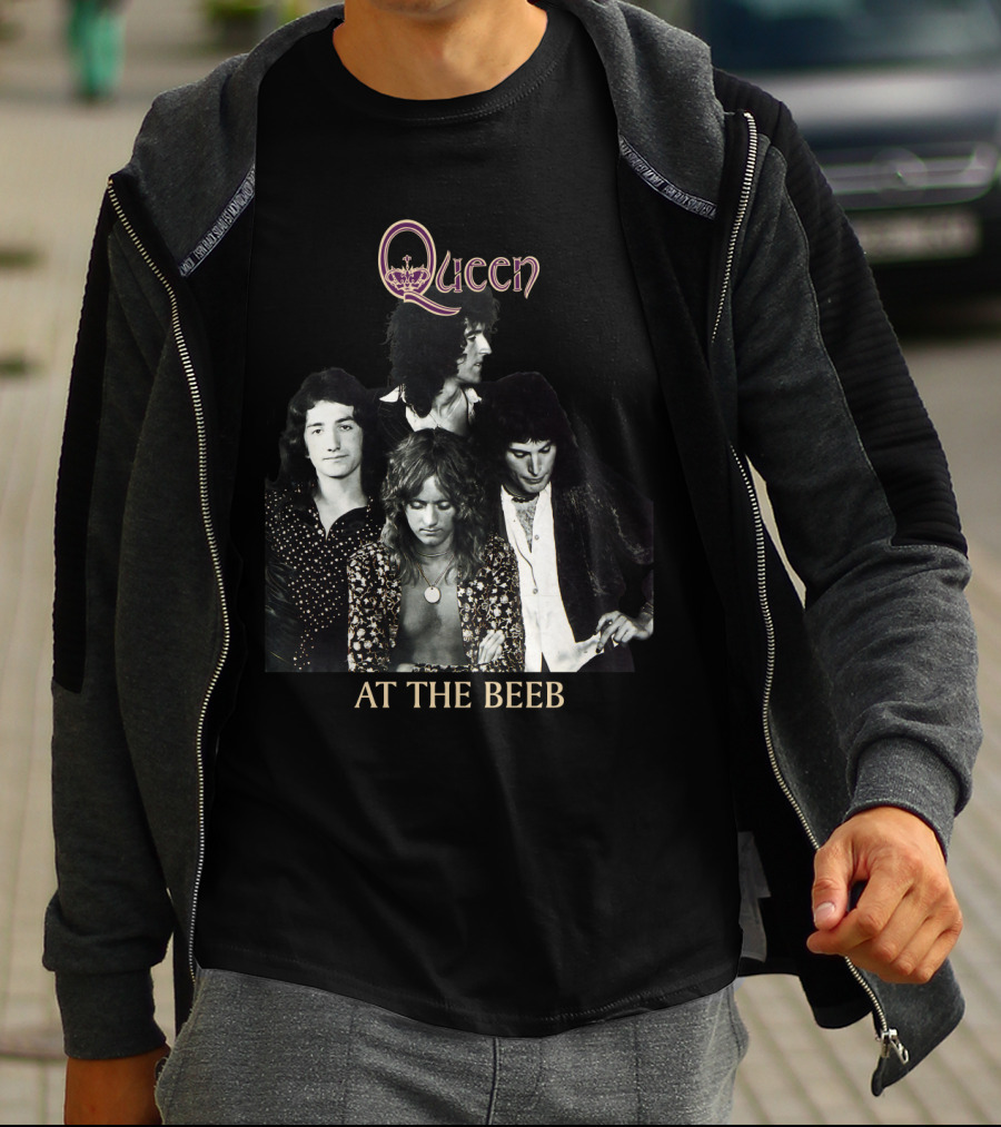 Queen At The Beeb Band Members Black And White Photo T-Shirt
