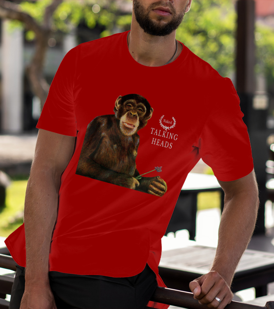 Naked Talking Heads Nothing But Flowers Monkey Holding Flower T-Shirt