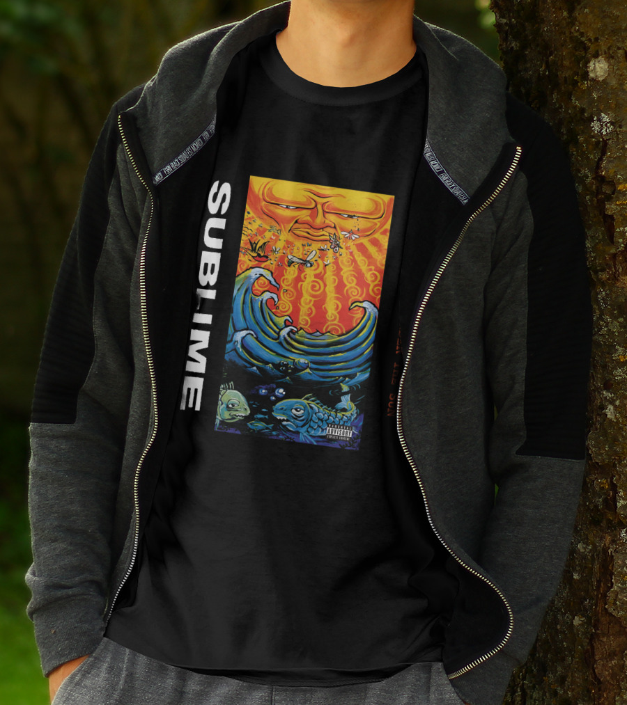 Sublime Everything Under The Sun Waves And Fish Artwork T-Shirt