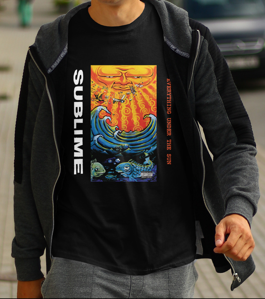 Sublime Everything Under The Sun Waves And Fish Artwork T-Shirt