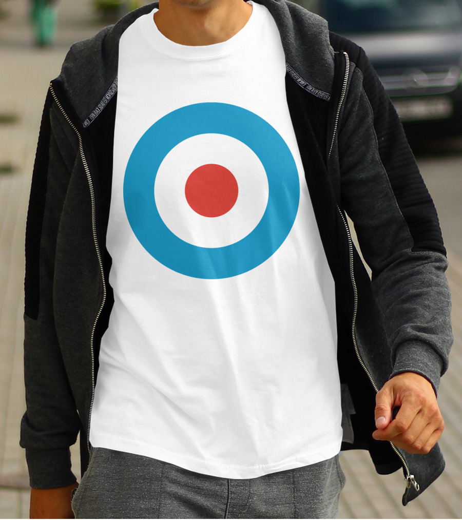 Mod Target Symbol Design With Red Circle Blue Outer Ring T-Shirt