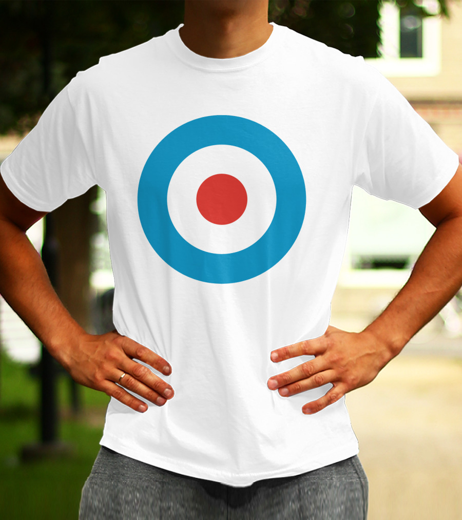 Mod Target Symbol Design With Red Circle Blue Outer Ring T-Shirt