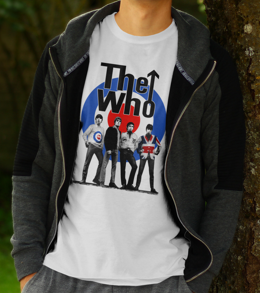 The Who Band Members With British Mod Target T-Shirt