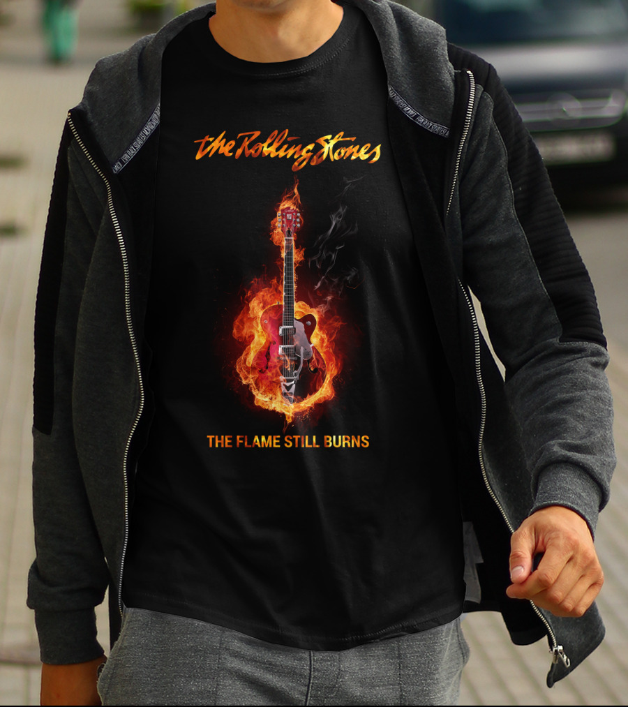 The Rolling Stones The Flame Still Burns Fiery Guitar T-Shirt