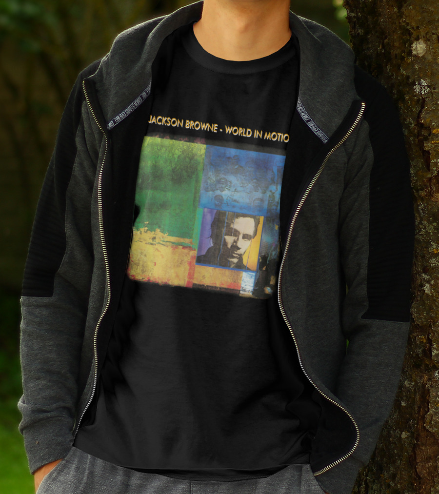 Jackson Browne World In Motion Album Cover Collage T-Shirt