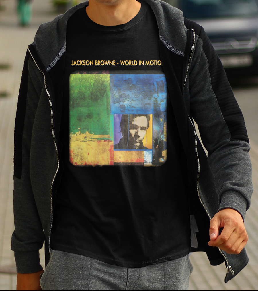 Jackson Browne World In Motion Album Cover Collage T-Shirt