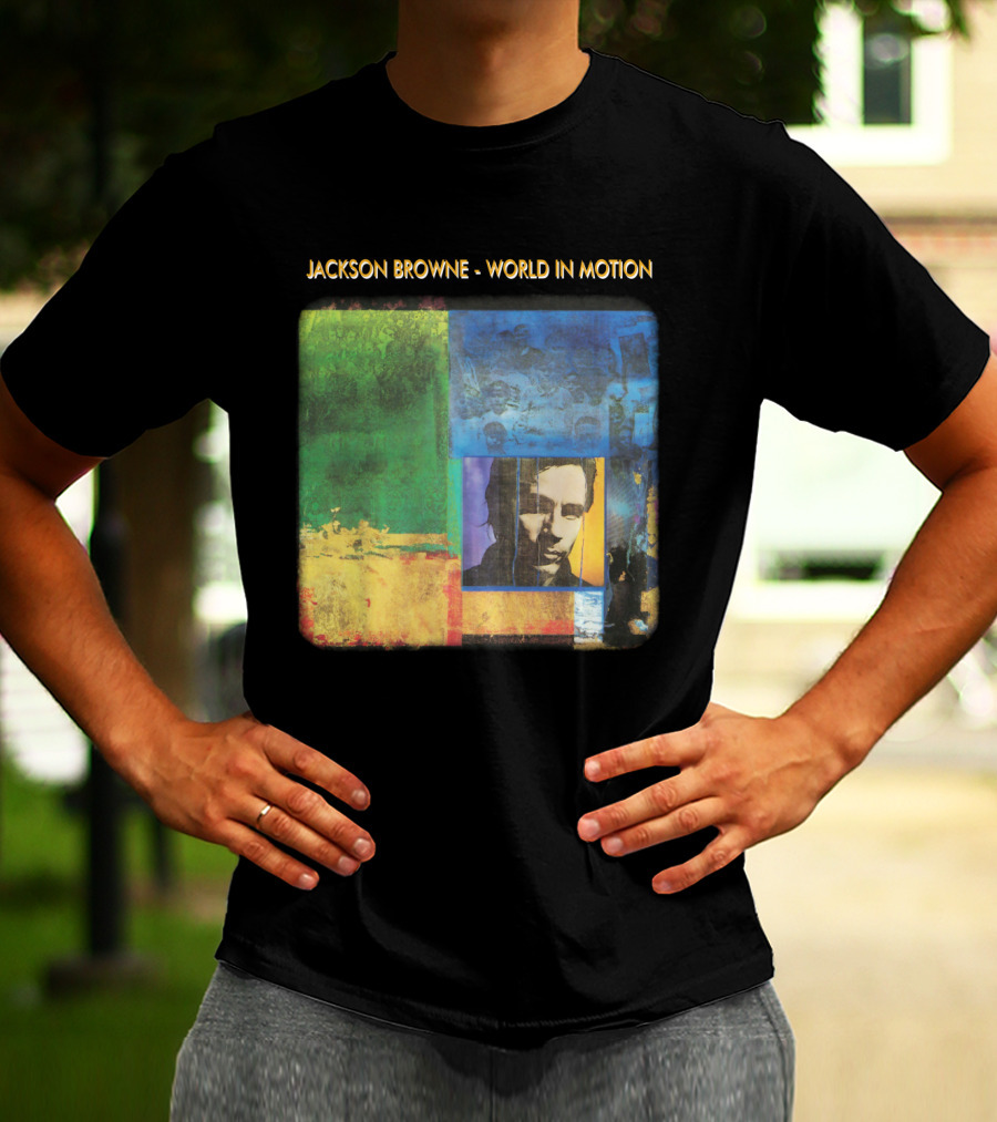 Jackson Browne World In Motion Album Cover Collage T-Shirt