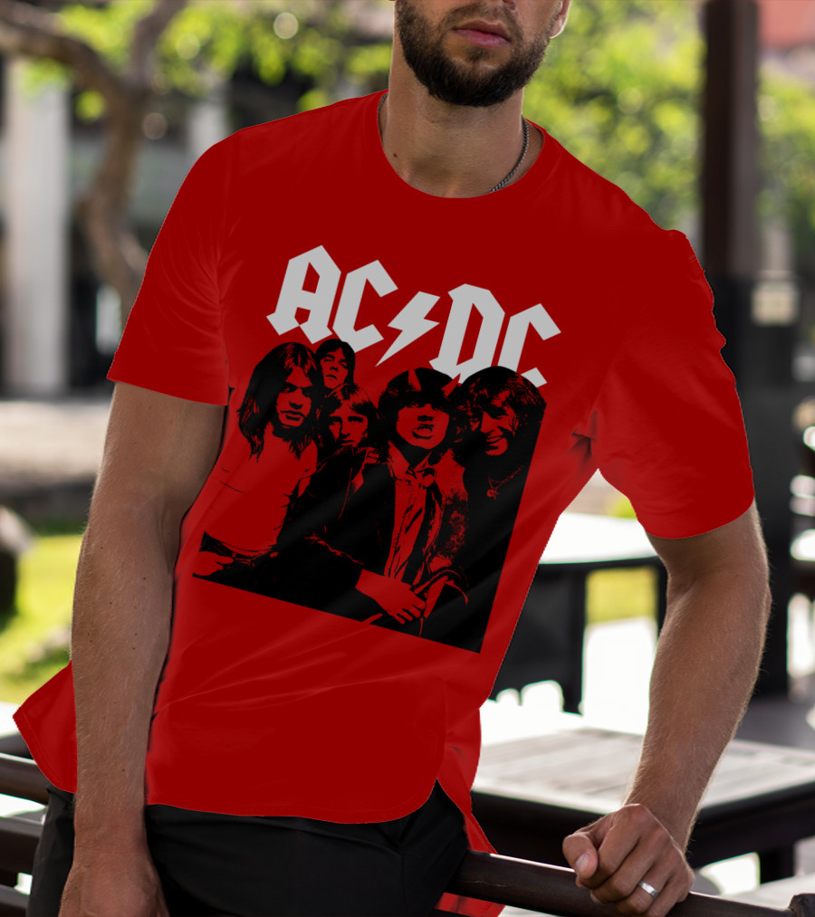 Acdc Band Classic Members Black And White Photo Vintage Style T-Shirt