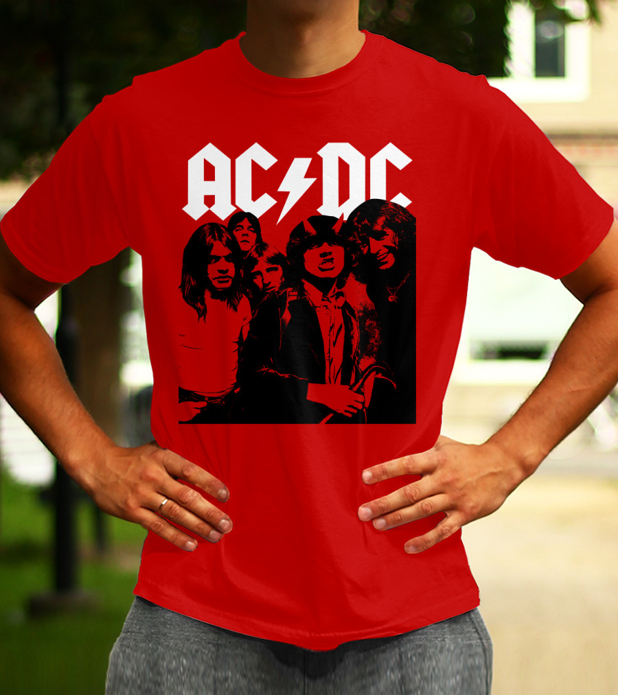 Acdc Band Classic Members Black And White Photo Vintage Style T-Shirt